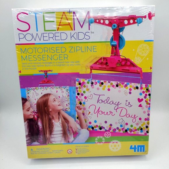 4M STEAM Powered Kid Motorized Zipline Messenger Science Experiment Kit STEM Toy - Picture 1 of 7
